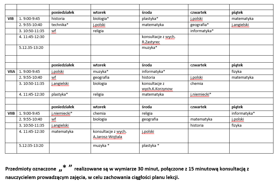 Plan lekcji – Szkoła Podstawowa im. Adama Mickiewicza w Świątnikach Górnych